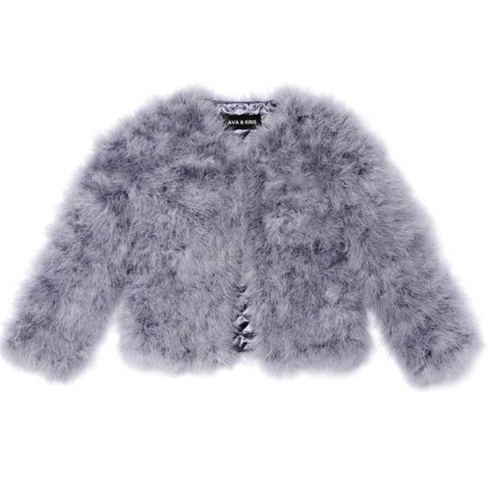 🕊 NWT Ava/Kris Mink Grey Feather Coat Size XS